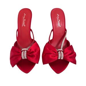Anne Michelle Red Heels with Bow Accent